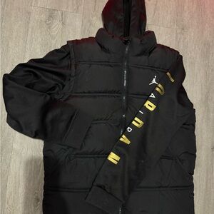Jordan Black and Gold Men's Puffer Jacket